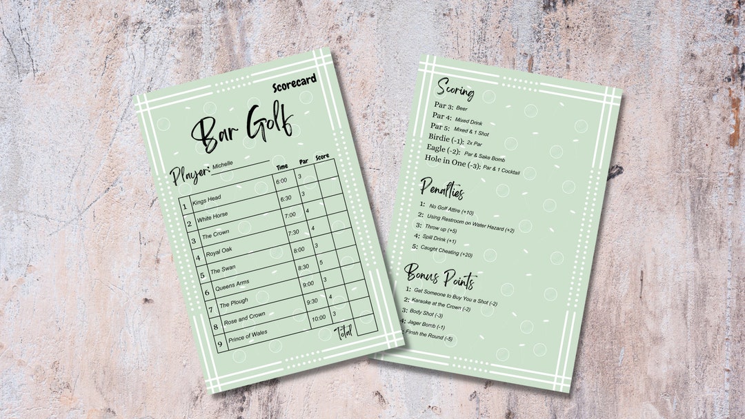 Editable Bar Golf Pub Golf Scorecards (printable Digital File) - Etsy