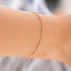 18k Gold Filled Bead Chain Bracelet • Delicate Bracelet • Fine Beaded Chain Bracelet • Dainty, Perfect for Everyday Wear • Gift for Her