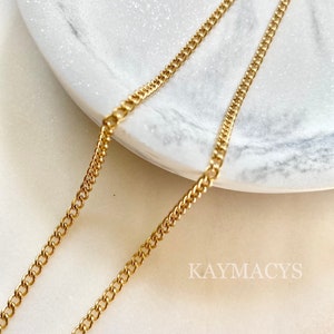 18K Gold Filled Cuban Link Chain Necklace, WATERPROOF Chains, 3MM Miami Cuban Chains,  Curb Chain Necklace,  Chunky Chain Choker