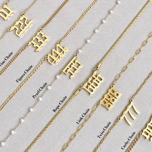 18k Gold Filled Angel Number Necklace, Lucky Numbers Necklace, Gold Pendant, Personalized Gift  111, 222, 333, 444, 555, 666, 777, 888, 999