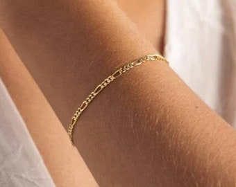 18k Gold Filled Figaro Bracelet, Figaro Chain Bracelet, Figaro Chain Bracelet, Bracelet, Dainty Bracelet , Gold Bracelet, Adjustable