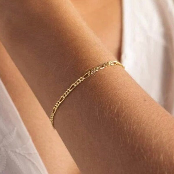 18k Gold Filled Figaro Bracelet, Figaro Chain Bracelet, Figaro Chain Bracelet, Bracelet, Dainty Bracelet , Gold Bracelet, Adjustable