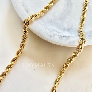 18k Gold Filled  rope necklace, Thick chain choker, Chunky chain necklace, Thick chain necklace, 5mm 2mm rope choker, Gold rope chain