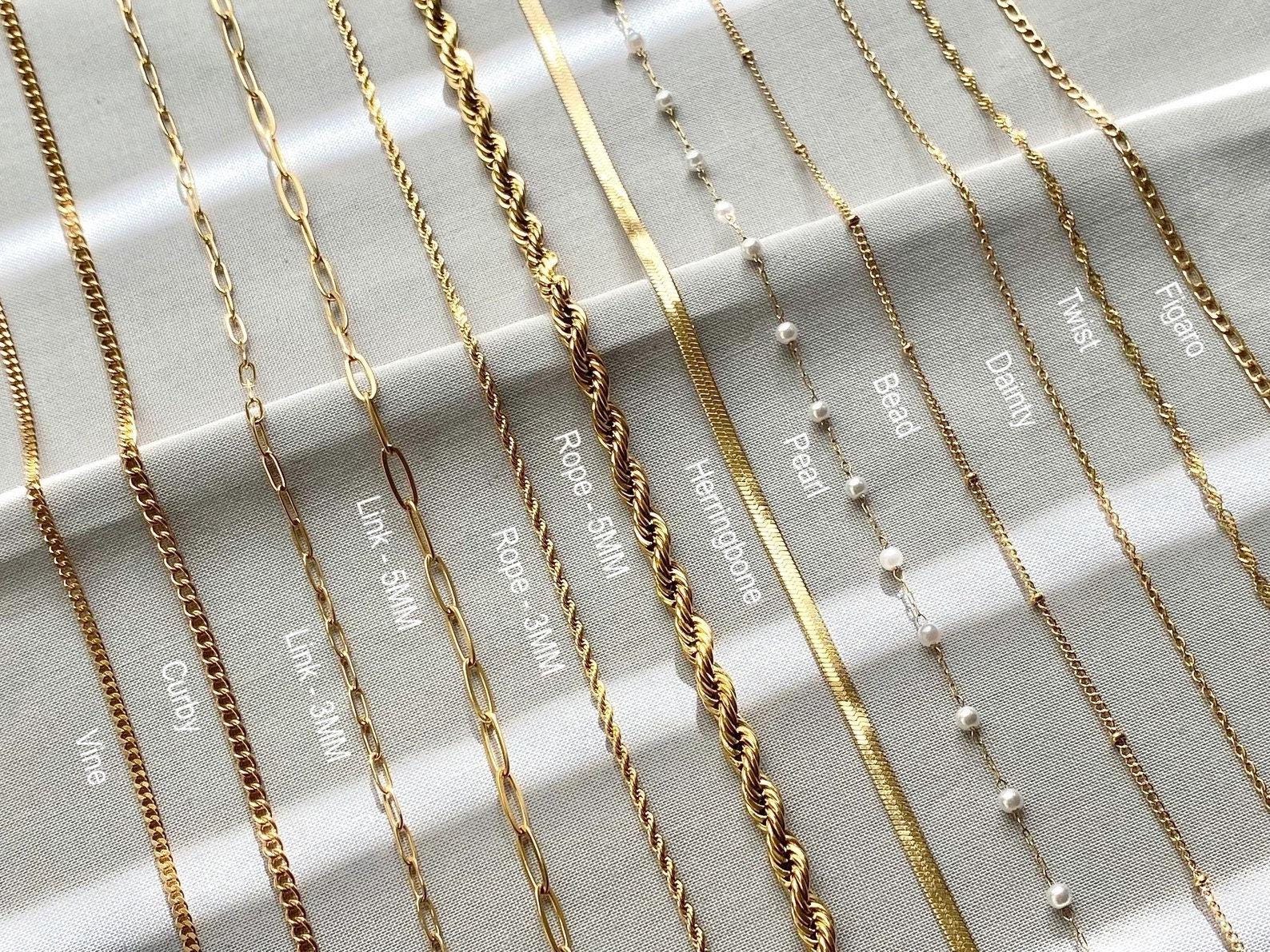 18K Gold Filled Chain ANKLET, Cable Chain, Paperclip Chain, Twist Chain, Figaro Chain, Curb Chain, Dainty, WATERPROOF, Mothers Day Gift
