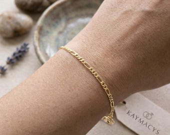 18k Gold Filled Figaro Bracelet, Figaro Chain Bracelet, Figaro Chain Bracelet, Bracelet, Dainty Bracelet , Gold Bracelet, Adjustable