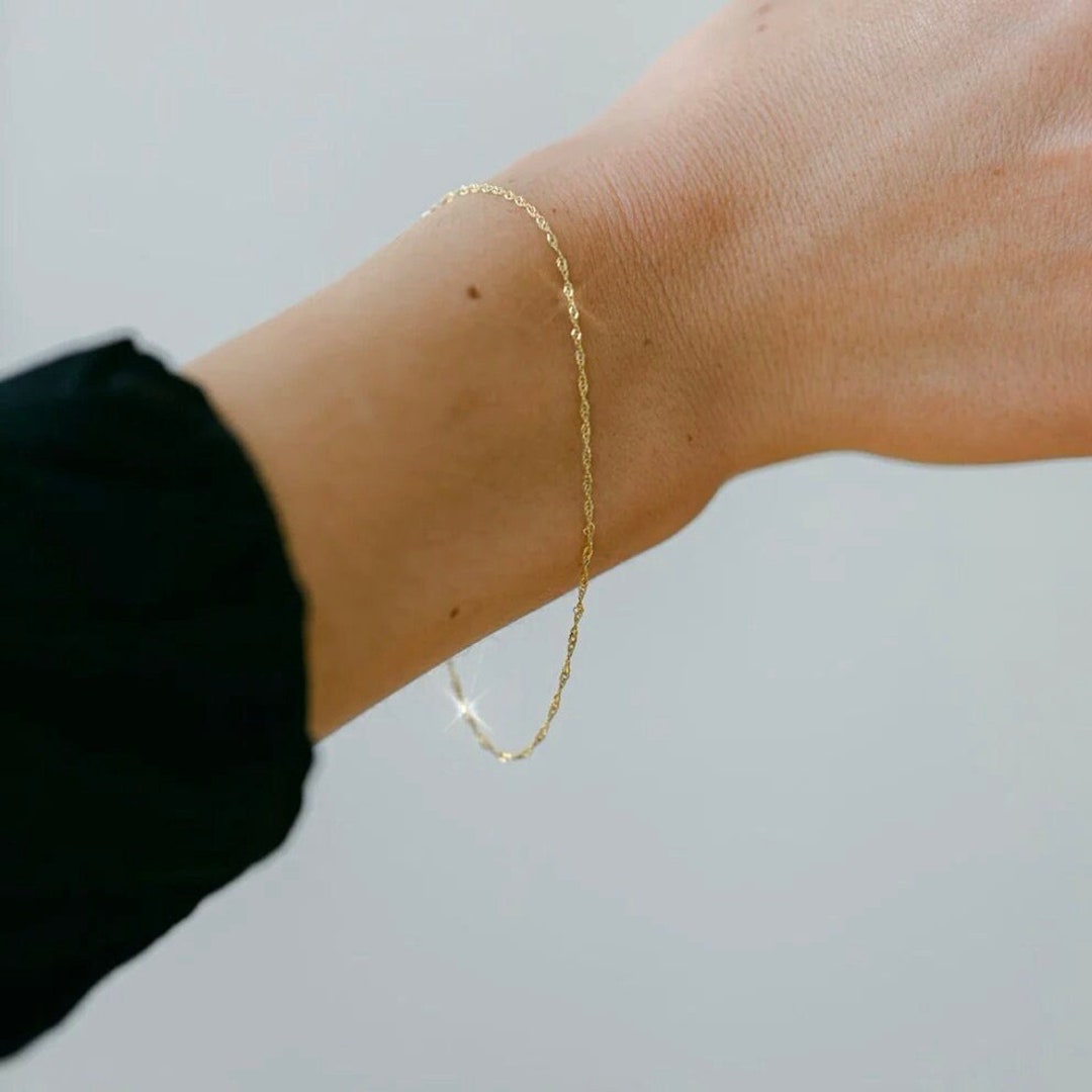 18K Gold Filled Twist Chain Bracelet Gold Filled Tiny Bracelet Delicate