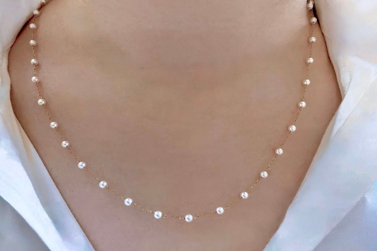 18k Gold Pearl Necklace main image 1