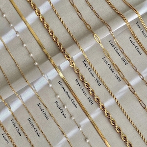 18K Gold Filled Chain ANKLET, Cable Chain, Paperclip Chain, Twist Chain, Figaro Chain, Curb Chain, Dainty, WATERPROOF, Mothers Day Gift