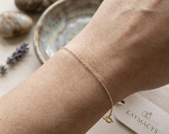 18k Thin Gold Filled Cable Bracelet, Dainty Gold Bracelet, Gold Box Chain Bracelet, Simple Bracelet, Dainty Gold Bracelets For Women