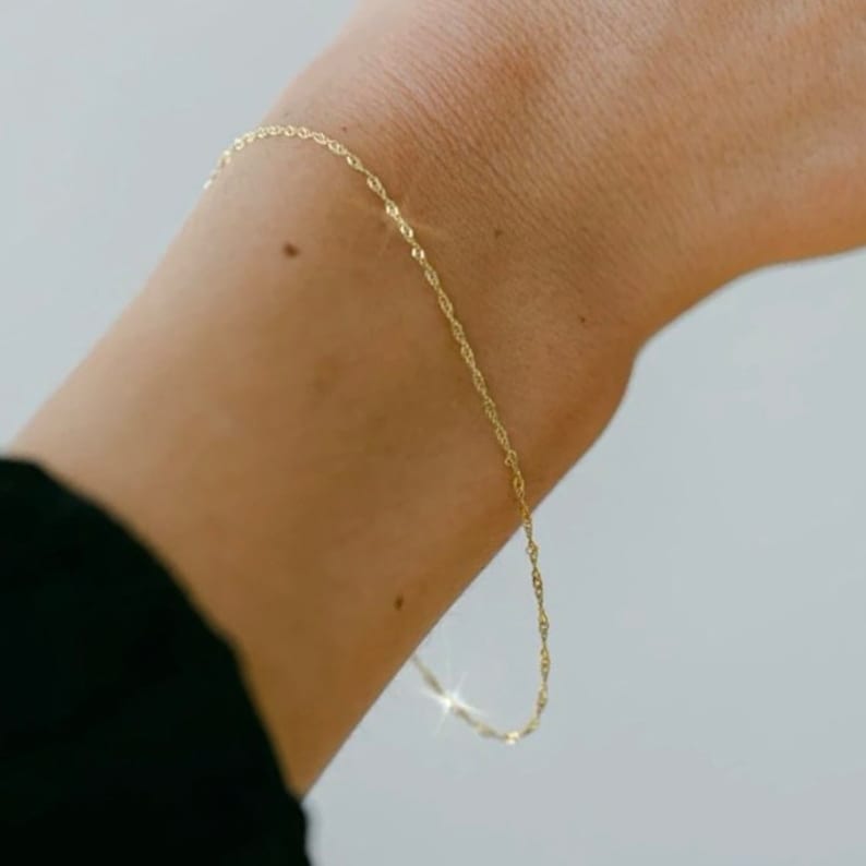 18K Gold Filled Twist Chain Bracelet Gold Filled Tiny Etsy