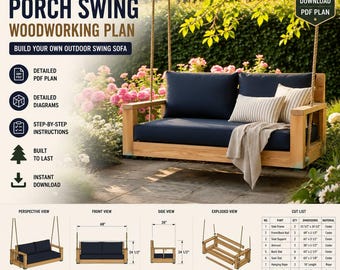 Porch Swing Woodworking Plan | DIY Outdoor Swing Plans | Wooden Porch Swing PDF | Patio Swing Build Plan | DIY Furniture Plan
