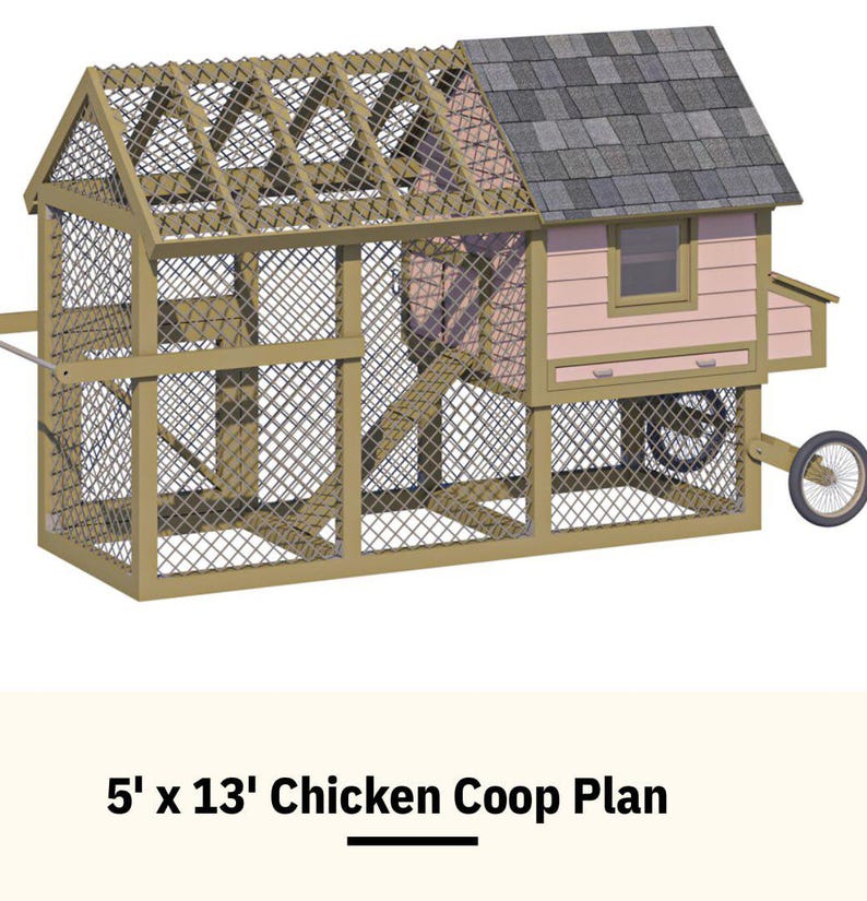 5x13 Chicken Coop Plans PDF | Mobile Chicken Coop With Run | DIY ...