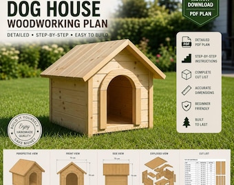 Dog House Plans PDF | DIY Dog Kennel Blueprint | Wooden Dog House Building Plan | Outdoor Pet Shelter | Instant Digital Download