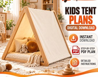 Kids Tent Plans PDF, DIY Kids Teepee Tent Plans, Wooden Play Tent Pattern, A Frame Tent Plans, Kids Room Furniture, Instant Download