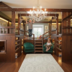 DIY Indoor Basement Playground Plans – Kids Playhouse with Monkey Bars, Loft, Bookshelves & Reading Nook | Instant Download PDF