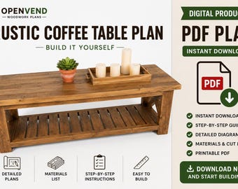Rustic Coffee Table Woodworking Plans PDF | DIY X-Brace Farmhouse Table | Instant Download | Step-by-Step Building Plans for Beginners