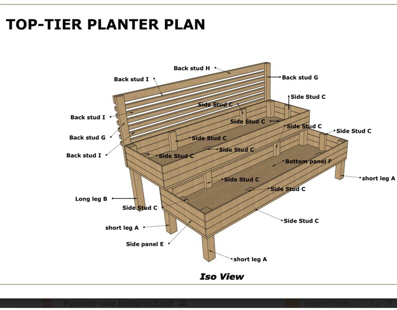 Top Tier Planter Bench Plans PDF | Raised Garden Planter With Backrest ...