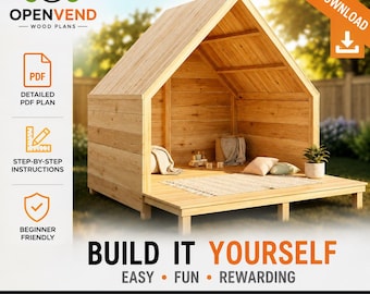 Outdoor Playhouse Woodworking Plans PDF | DIY Kids A-Frame Wood Play House | Instant Download | Beginner Friendly Building Plans