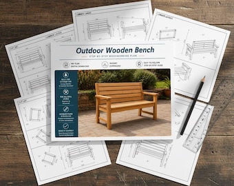 Outdoor Wooden Bench Plan PDF | Step-by-Step Woodworking Plan | DIY Garden Bench | Instant Download | Beginner Friendly