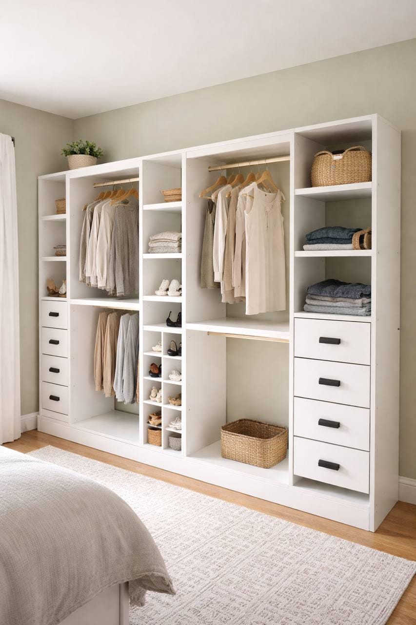 Relaxdays Organizer Armadio Per Stoffa, 6 Scomparti, 2 Cassetti Scaffale Da Appendere 82 X 14 4 X 30 Cm Beige 84697009