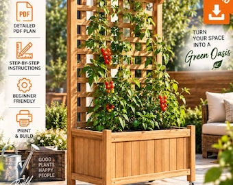Mobile Planter Box Trellis PDF Plan | Rolling Garden Planter Woodworking Plan | DIY Outdoor Privacy Screen | Step-by-Step Build Plans