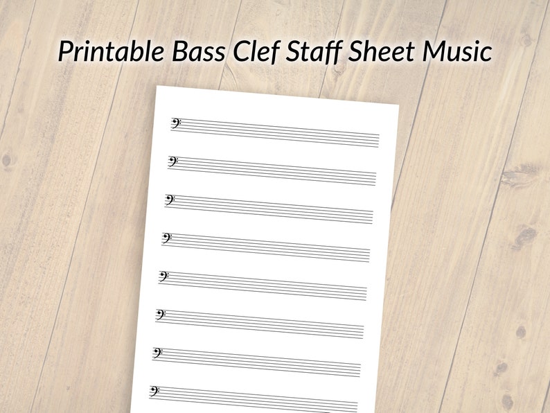 Blank Bass Clef Staff Sheet Music Etsy