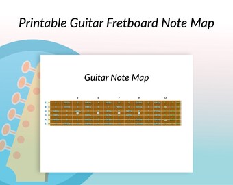 Guitar Fretboard Note Print, Music Poster, Guitar Fret Notes Diagram ...