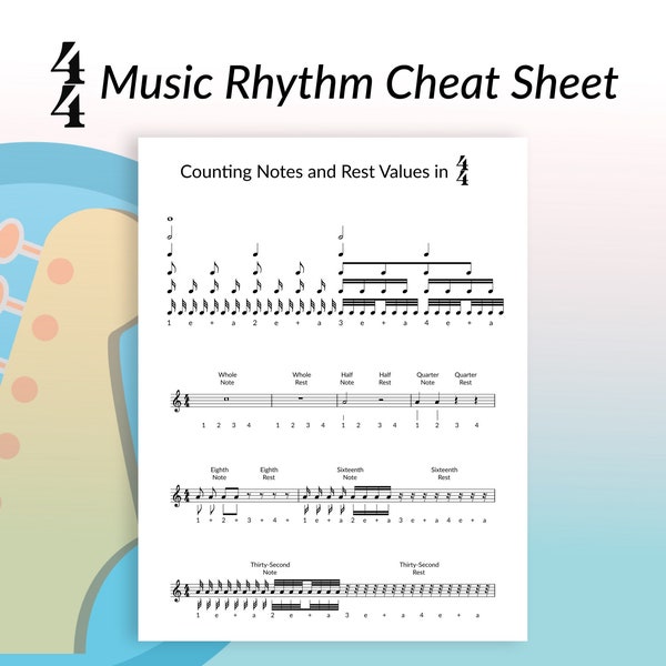 4/4 Music Rhythm Cheat Sheet