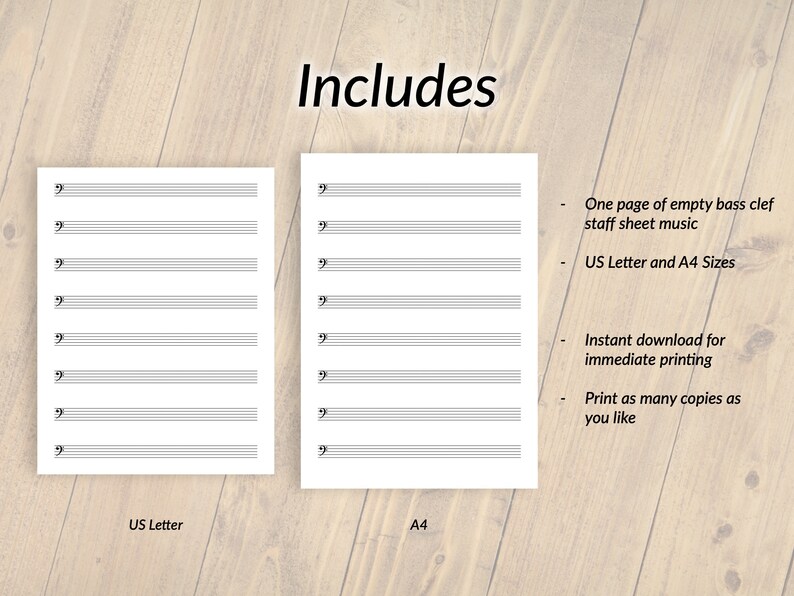 Blank Bass Clef Staff Sheet Music - Etsy