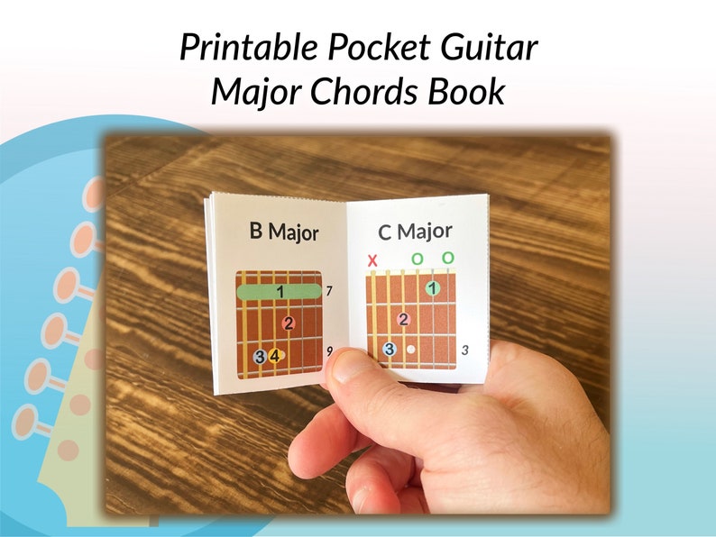 Pocket Guitar Major Chords Book Etsy