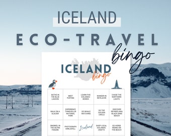 Iceland Travel Bingo, Iceland Bucket List, Instant Digital Download, Printable Travel Game, Travel Gift