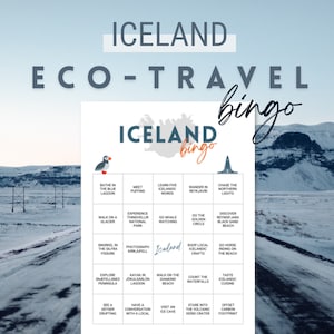 Bingo da viaggio islandese, Lista dei desideri islandesi, Download digitale istantaneo, Gioco di viaggio stampabile, Regalo di viaggio