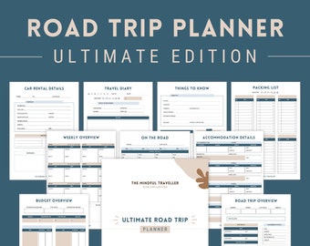 Road Trip Planner Printable, Digital Vacation Journal, Travel Planner, Trip Itinerary Template, Holiday Planner, Instant Download