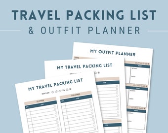 Reispaklijst afdrukbaar, digitale vakantieverpakking, checklist voor vakantieverpakking, outfitplanner, reisplanning, direct downloaden