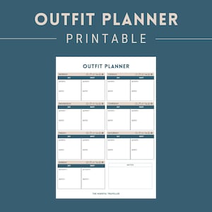 Outfit Planner Printable, Vacation Outfit Weekly Tracker, Travel Packing List, Road Trip Planner Sheets, A4 Instant Download