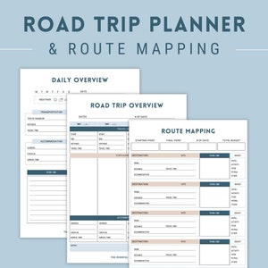 Utskrivbar roadtripplanerare, reseplanerare, digital semesterplanerare, mall för roadtrip-resplan, daglig planerare, direktnedladdning