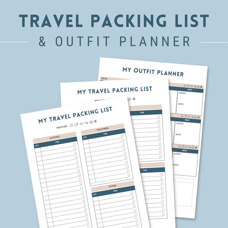 Packing List Printable Vacation Planner A4 Travel Planner Etsy UK