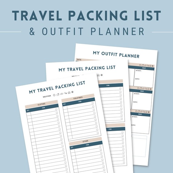 Buy Travel Packing List Printable, Digital Vacation Packing
