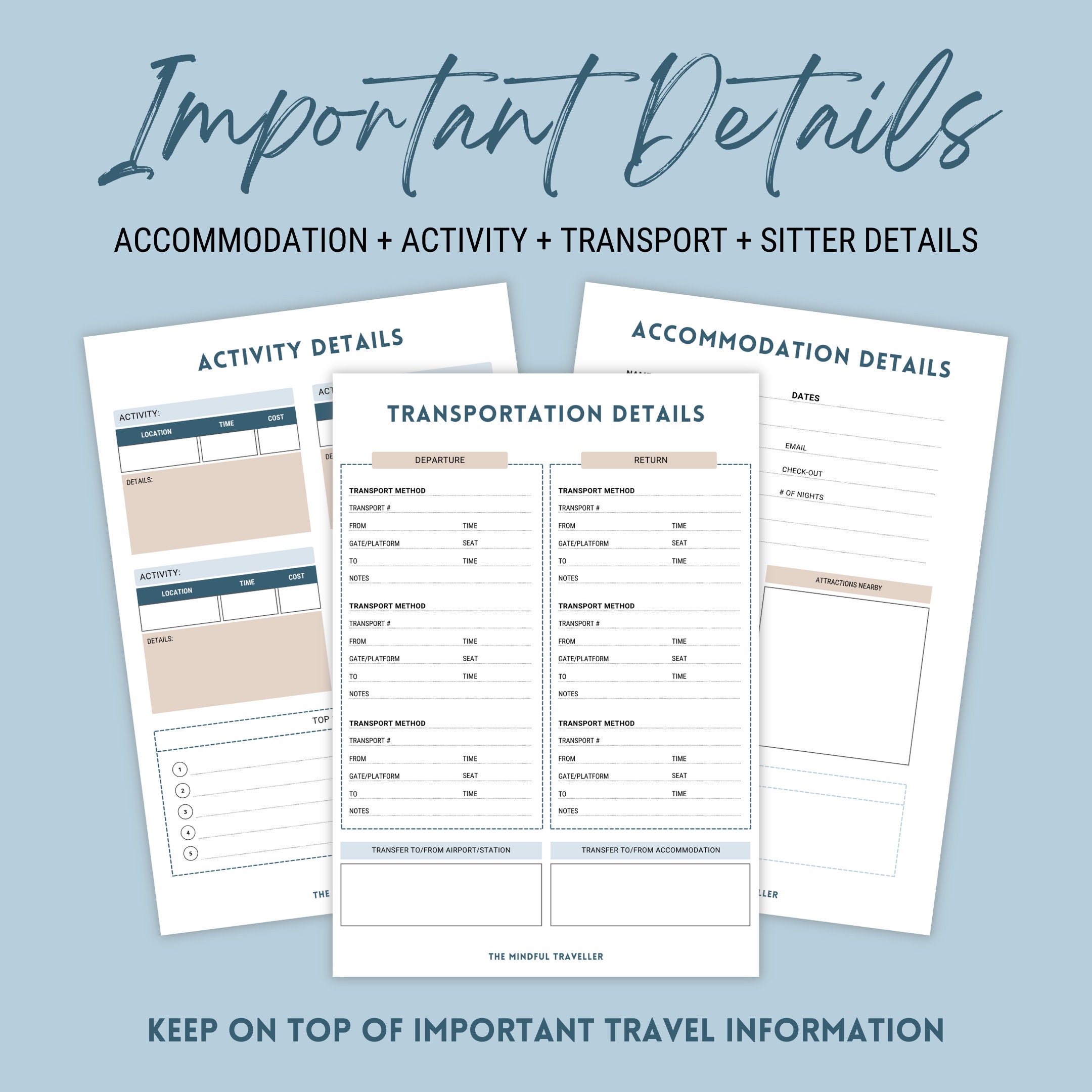 Travel Planner Printable, Daily Weekly Organizer, Digital Vacation ...
