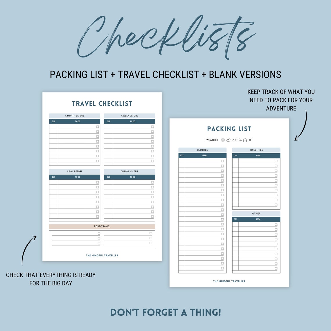 Travel Planner Printable, Daily Weekly Organizer, Digital Vacation ...