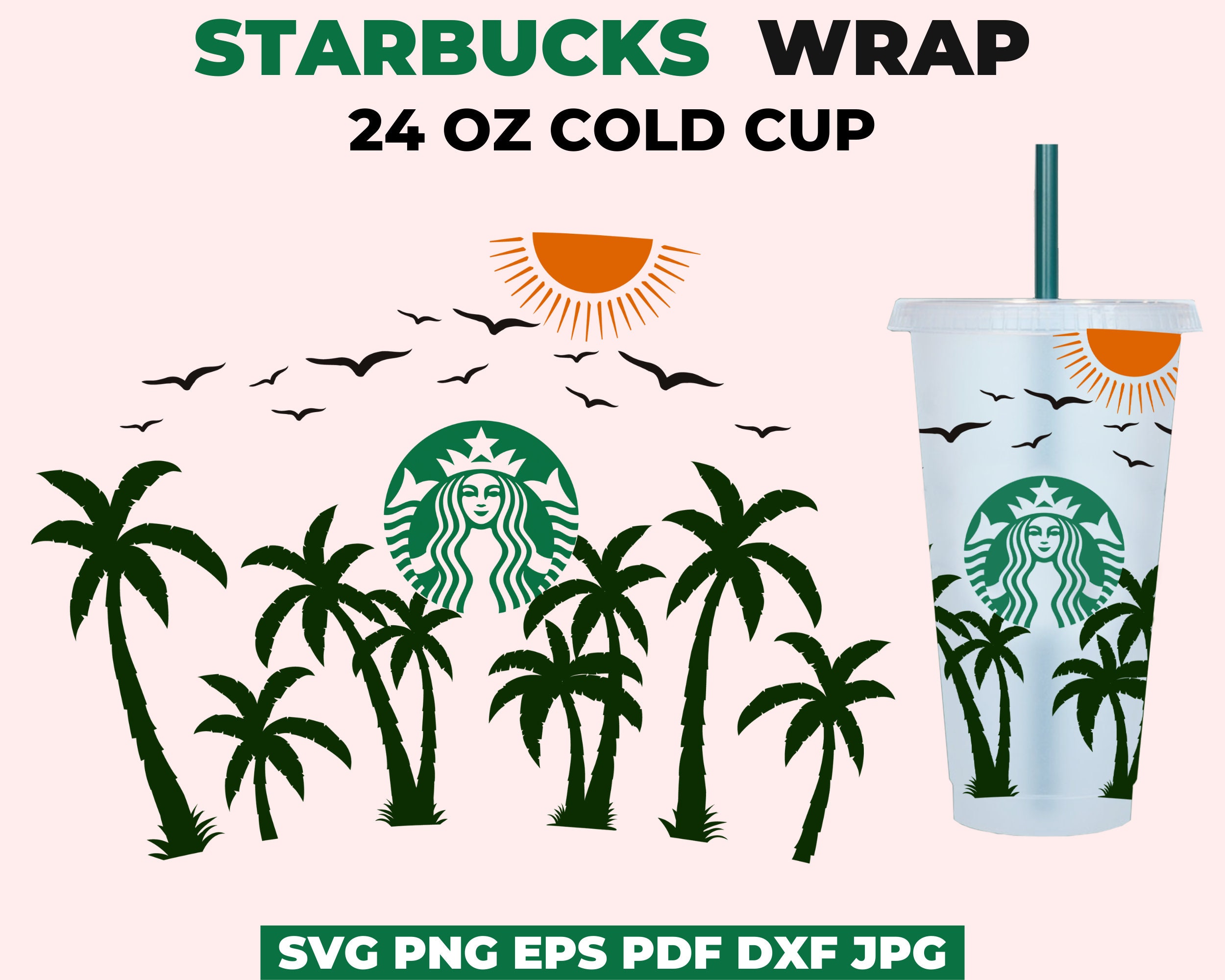 Palm Tree Starbucks Cup SVG Summer Starbucks Full Wrap SVG Etsy