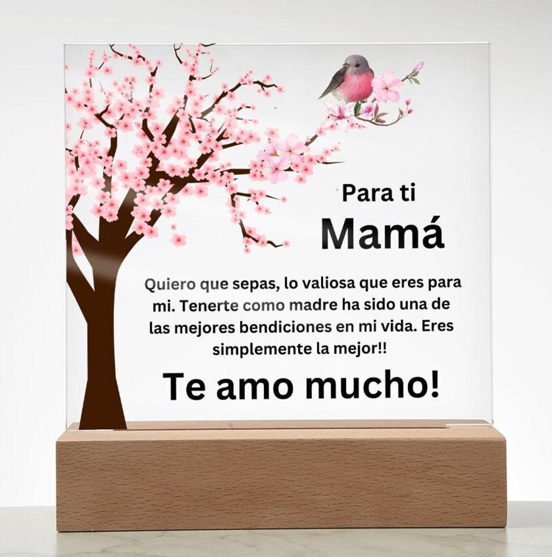 Regalos para el día de la madre, regalos de cumpleaños para mamá de hijas,  hijos, día de la madre, placa personalizada de madera de cerezo, acrílico