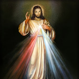 Gesù, confido in Te Italiano Divine Mercy image Jesus I Trust in Thee Poster Print Art Home Wall Decor Catholic Painting