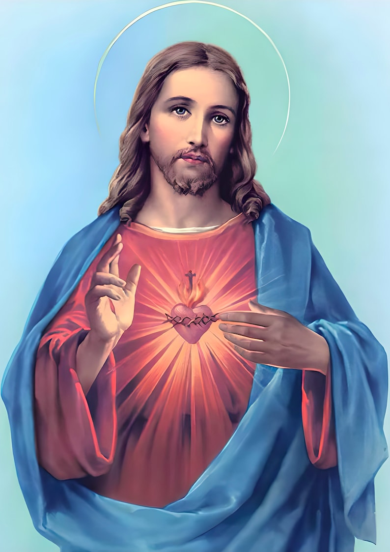 The Most Sacred Heart of Jesus V3 Poster Print Art Home Wall Decor