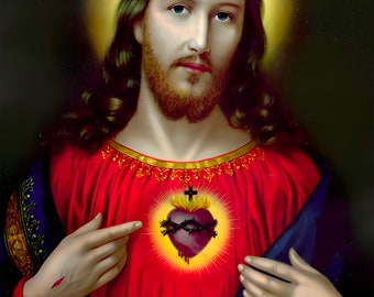 The Most Sacred Heart of Jesus V3 Poster Print Art Home Wall Decor ...