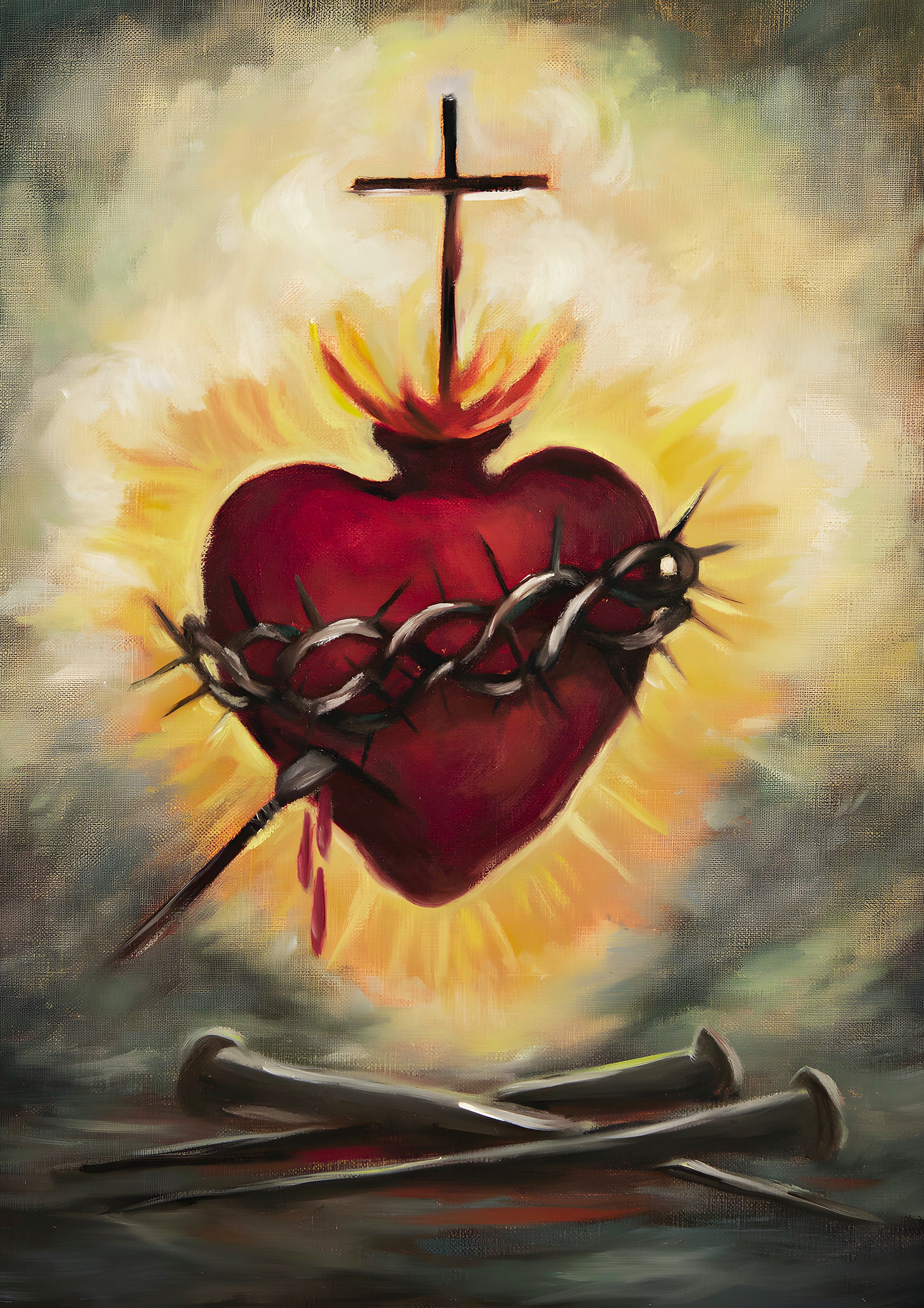 The Most Sacred Heart of Jesus V9 Poster Print Art Home Wall Decor Catholic Painting
