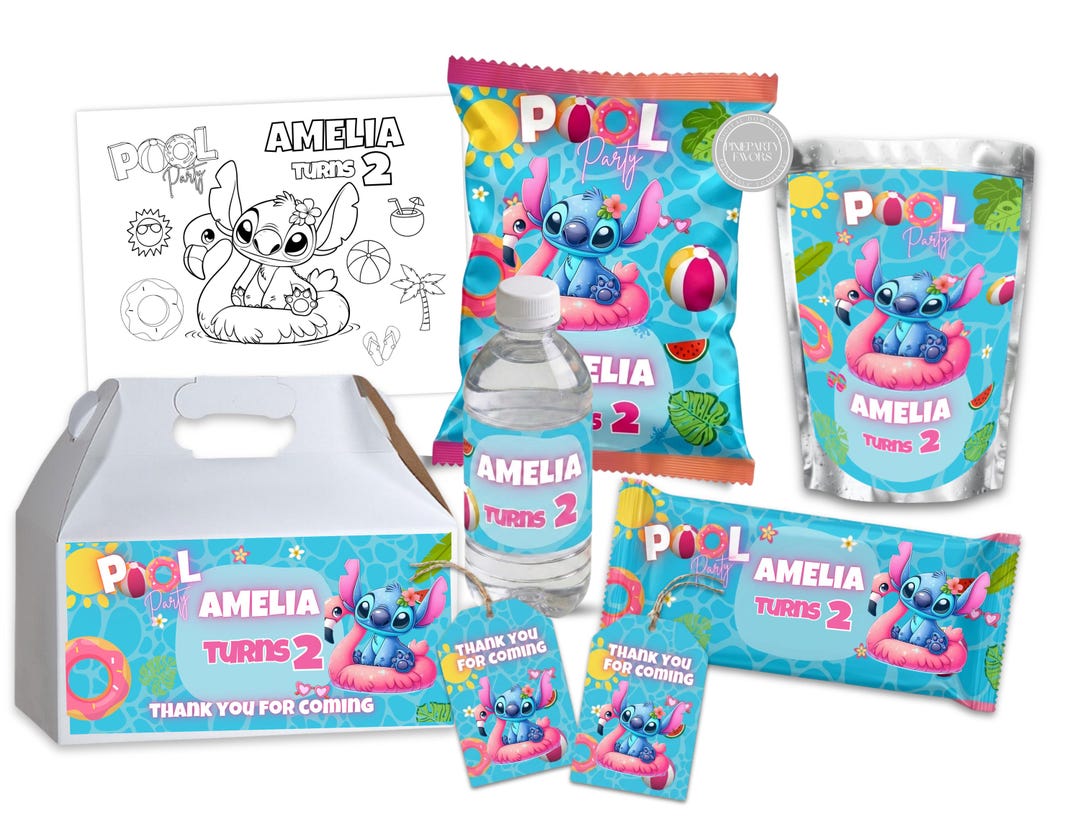 Stitch Pool Set Editable Stitch POOL Party Kit 7 Templates, Edit Yourself in CANVA ...