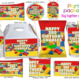 Brick blocks Birthday Party Package, Birthday Printables, Brick blocks Kit DIGITAL FILES