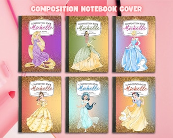 COMPOSITION book 6 Princess Covers Templates, Edit Yourself in CANVA.