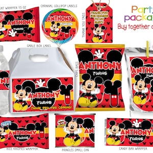 Mickey party favors, Party Package, PARTY KIT Digital Only templates